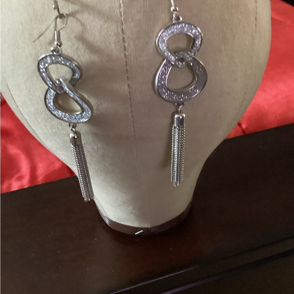 Infinity Loop Silver Dangle Earrings